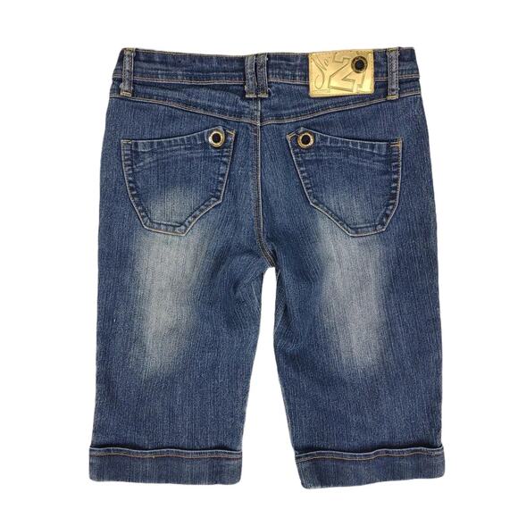 Y2K SOUTHPOLE Embellished Denim Bermuda Jean Shorts Women's 7 28x12 Rhinestone - Picture 2 of 7